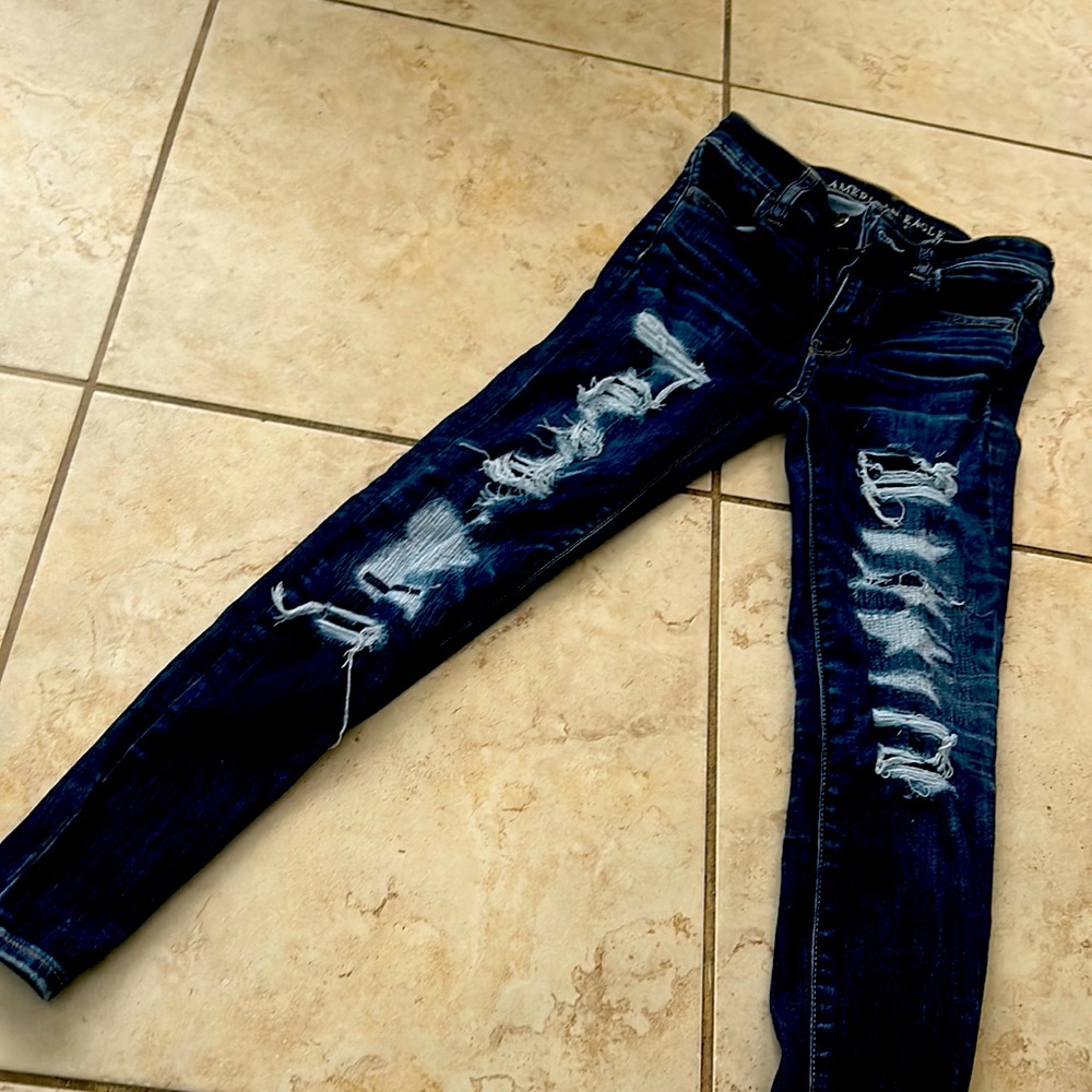 American Eagle Dark Ripped Jeans